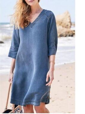 Soft Surroundings Positano Getaway Dress in
Denim Blue Medium Retail $120